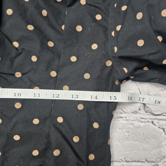 Chicos Black Gold Polka Dots No Iron 100% Cotton Blouse Size 00P (Size 0/2P) - Picture 10 of 12